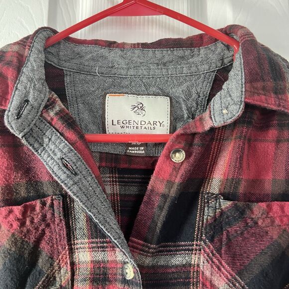 Legendary White Tails Flannel Shirt Women’s MD Red Black Check - Picture 2 of 15